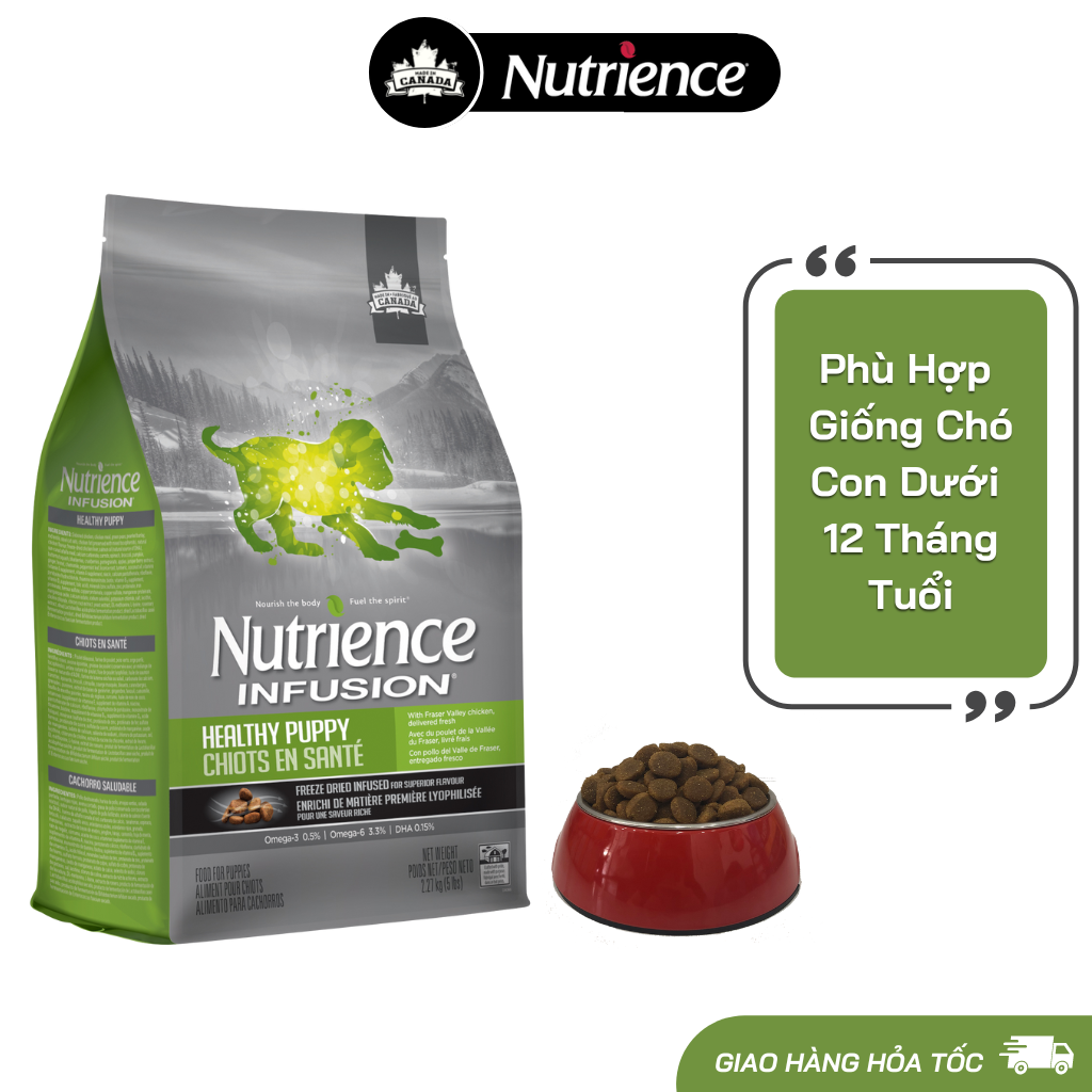 Thức Ăn Cho Chó Con Khỏe Mạnh Nutrience Infusion Bao 2,27kg - Thịt Gà, Rau Củ Và Trái Cây Tự Nhiên