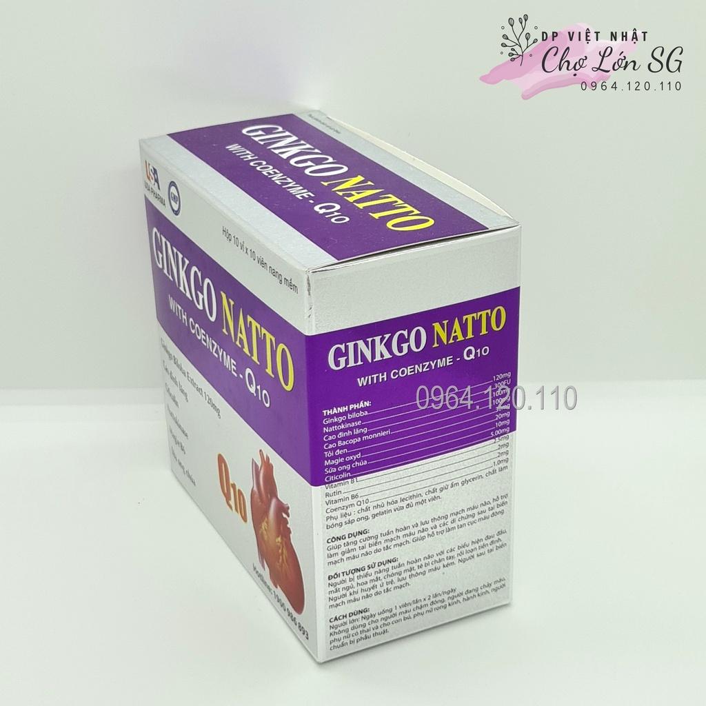 Bổ não GINKGO NATTO Coenzym Q10 tím tăng cường lưu thông tuần hoàn não - Hộp 100 viên