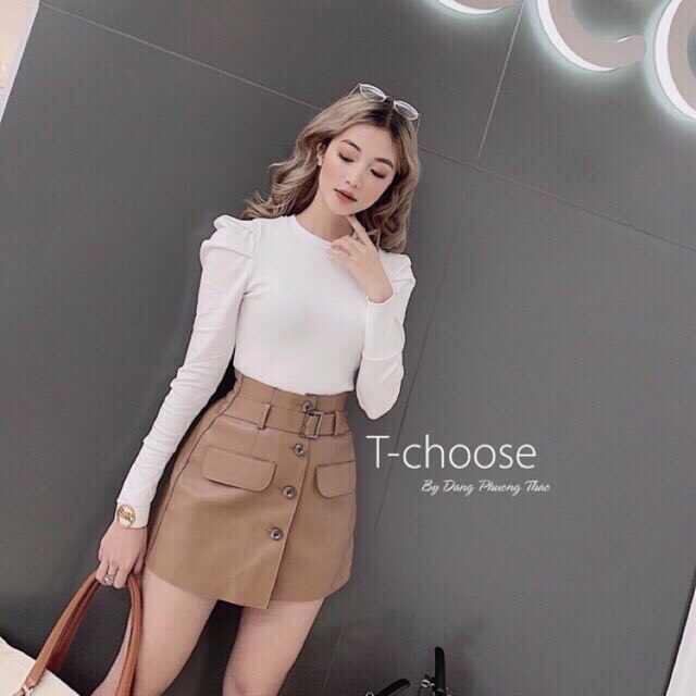 Áo thun nữ tay bồng nữ chất zip cotton