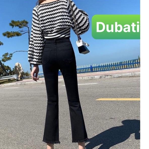QUẦN JEAN NỮ CHẤT BÒ CO GIÃN ỐNG LOE LƯNG CAO NÂNG MÔNG SANG CHẢNH HOT TREND HÀN QUỐC- DB 222- DUBATI FASHION