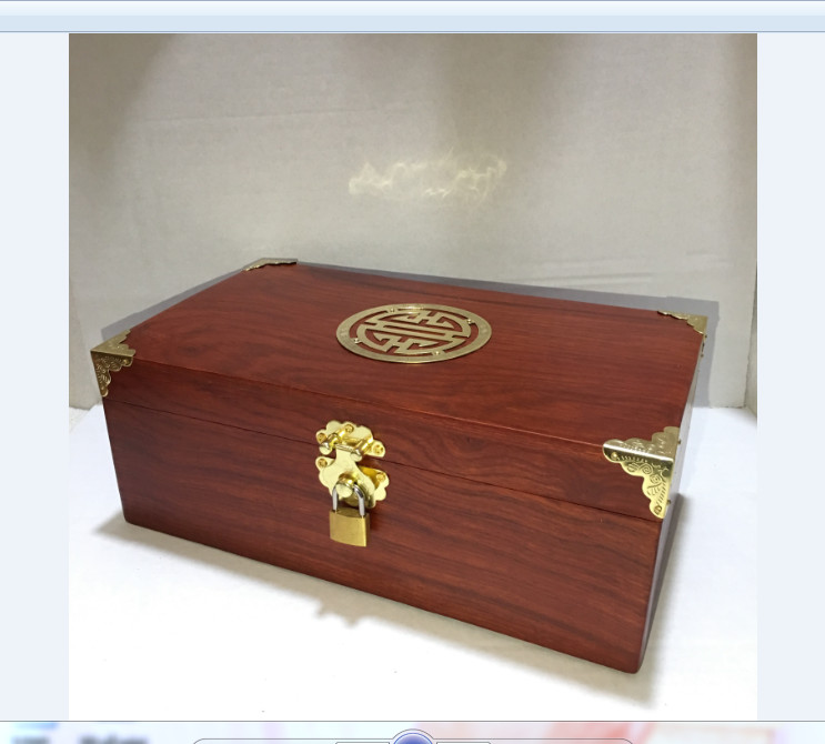 Hộp đựng con dấu, đựng đồ trang sức mặt chữ thọ gỗ Hương size 26cm kèm khóa mini