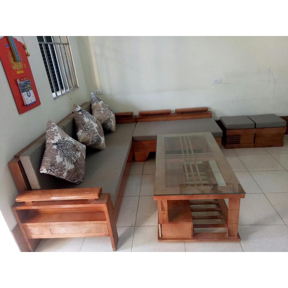 Bộ bàn ghế sofa trứng góc gỗ sồi
