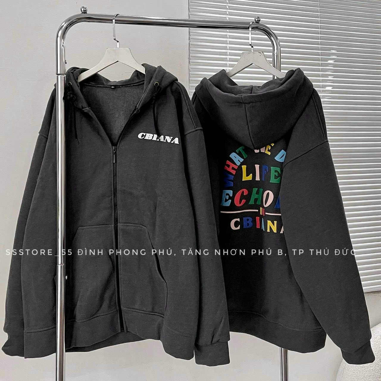 Áo Khoác Thun Nỉ Chữ CBIANA Form Rộng Unisex -FREESHIP- Hoodie Khóa kéo Zip Cặp Đôi Nam Nữ Mặc Chống Nắng Thu Đông