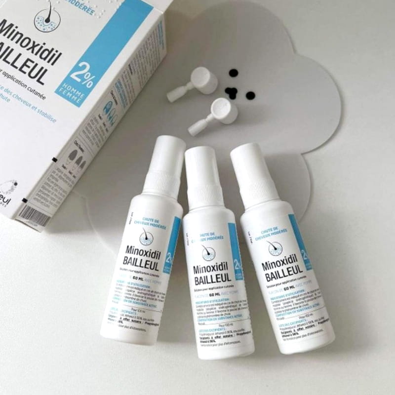 Set 3 lọ xịt mọc tóc Minoxidil Bailleul Pháp, 2%