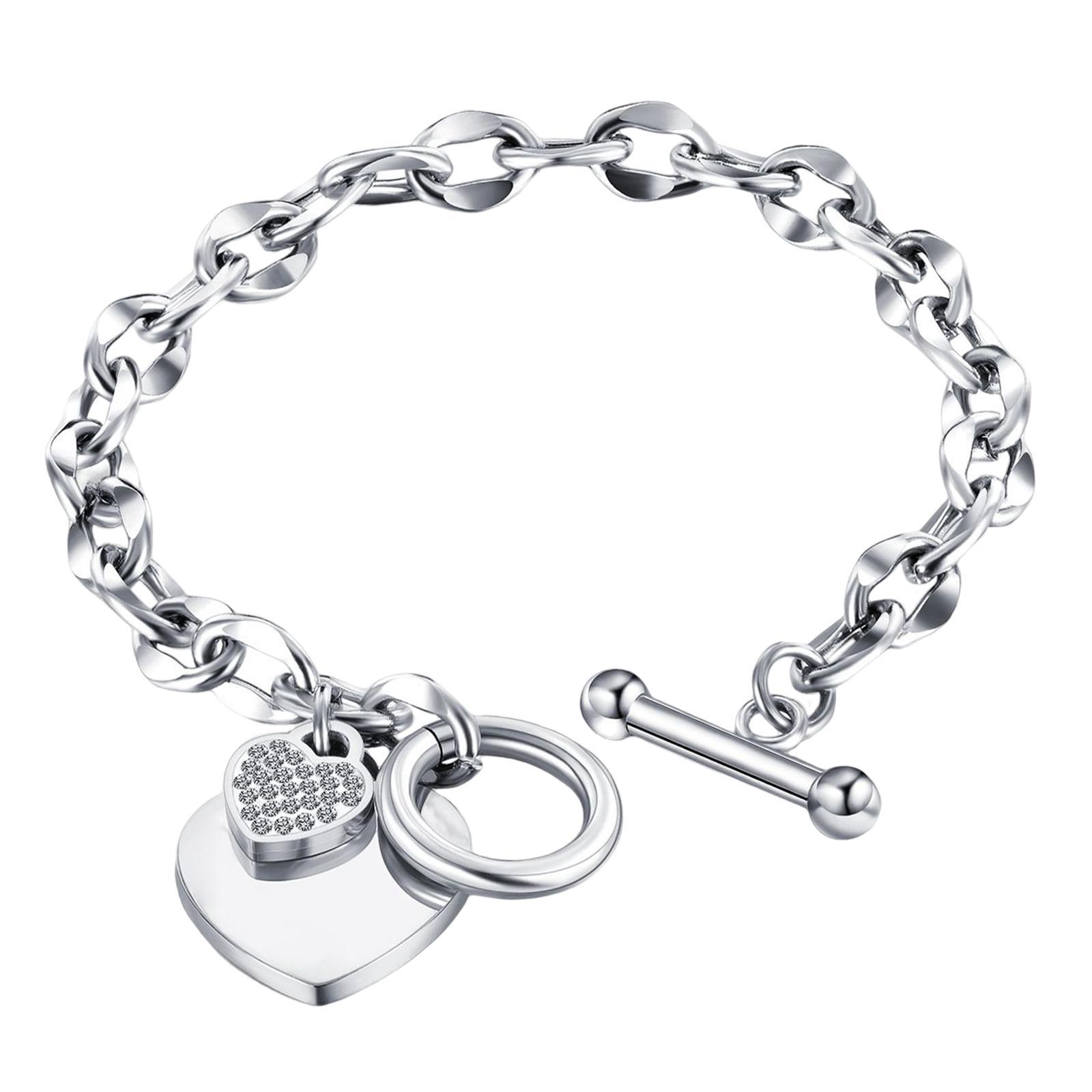 Love Heart Charm Pendant Bracelet Women Jewelry Anniversary Gift Stylish