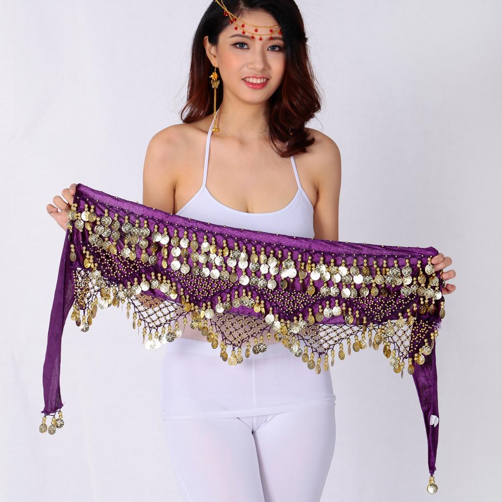 Women's Tassel Belly Dance Hip Scarf Hip Skirt Waist Chain With Gold Coins