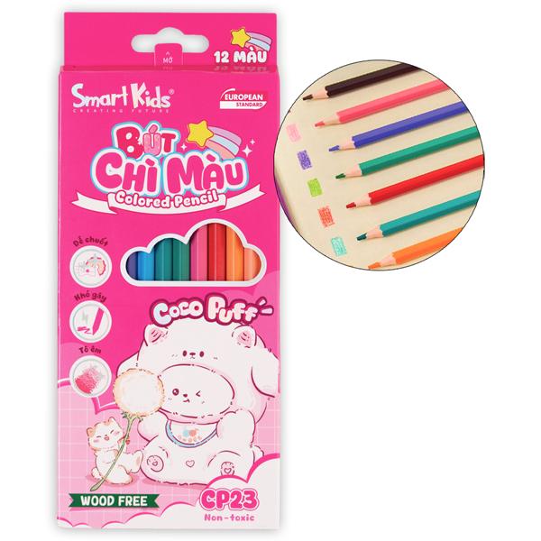 Hộp 12 Bút Chì Màu Woodfree Coco Puff - Smart Kids CP23