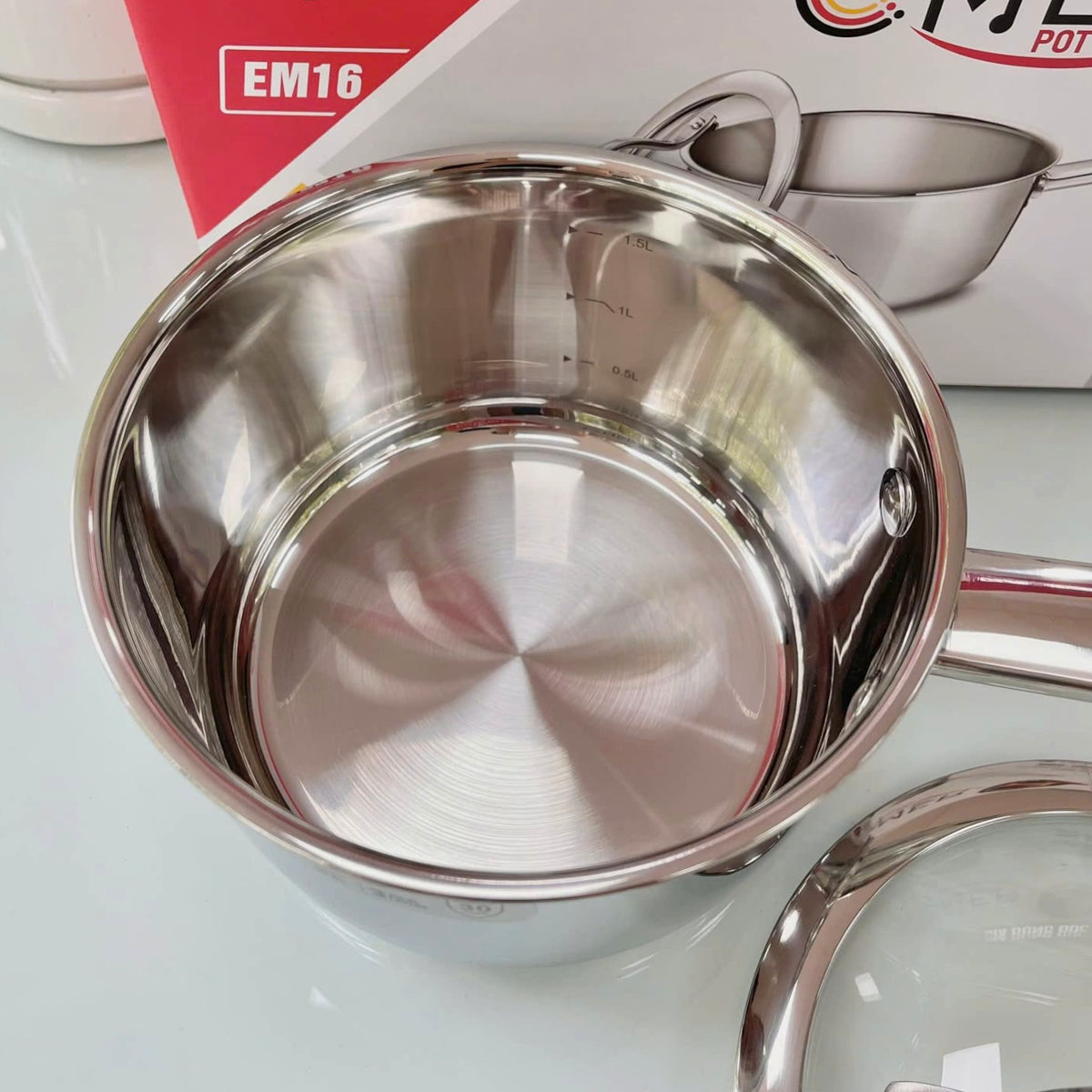 Quánh inox 3 lớp liền khối Kalpen Emer EM16 size 16cm - Hàng Đức, bảo hành 30 năm