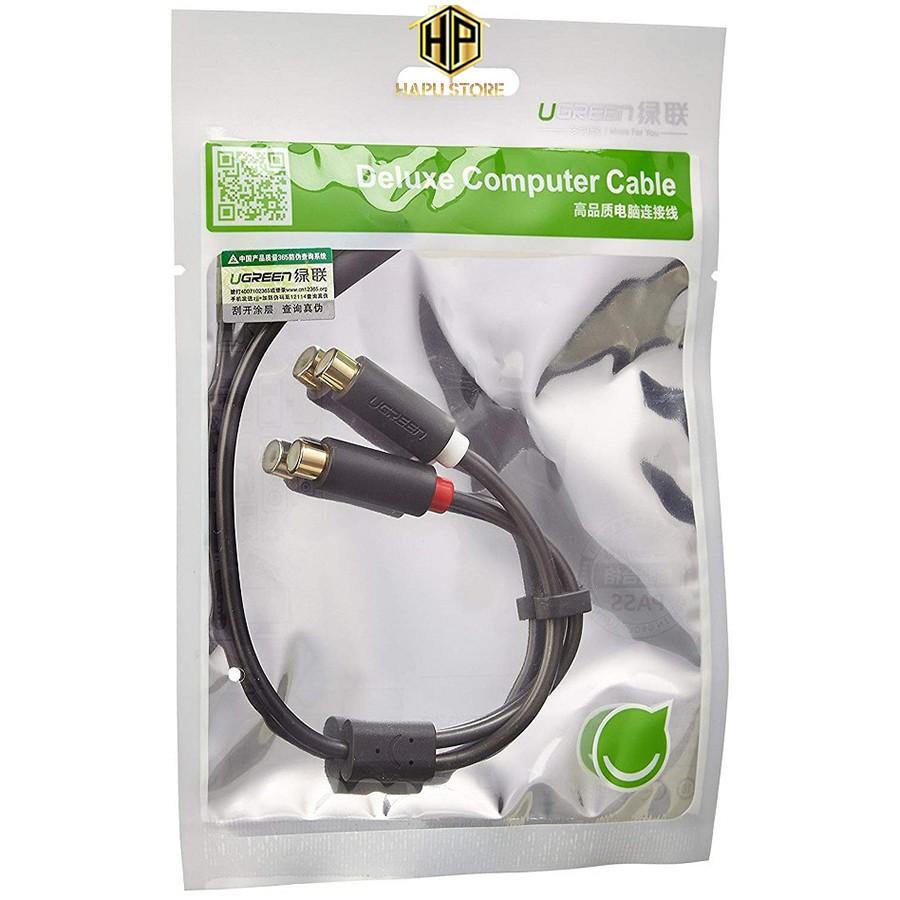 Cáp chuyển đổi 3.5mm sang 2 đầu RCA Ugreen 10562 chính hãng - Hàng Chính Hãng