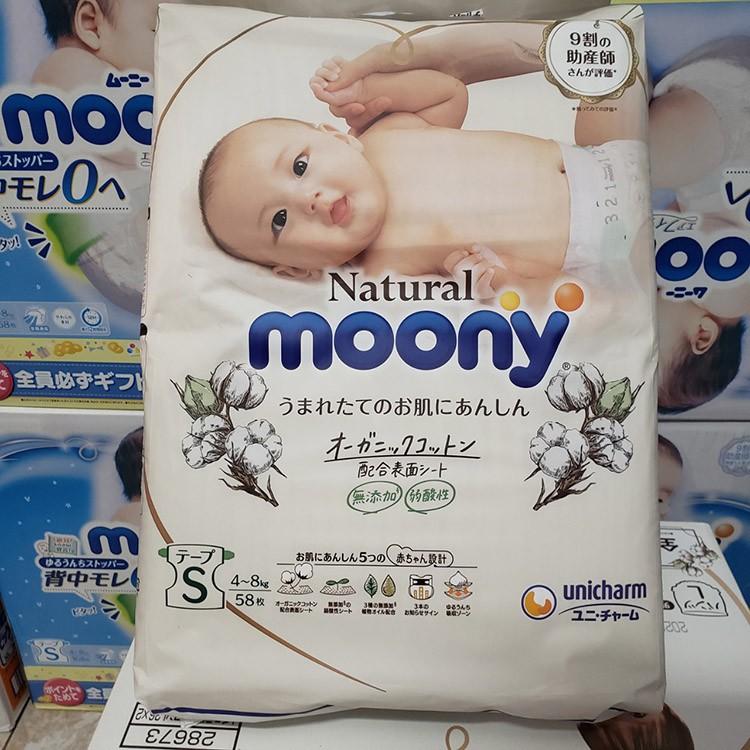 Tã Bỉm Moony Natural Dán/Quần Nội Địa Nhật NB63/S58/M46/L38/L36/XL32