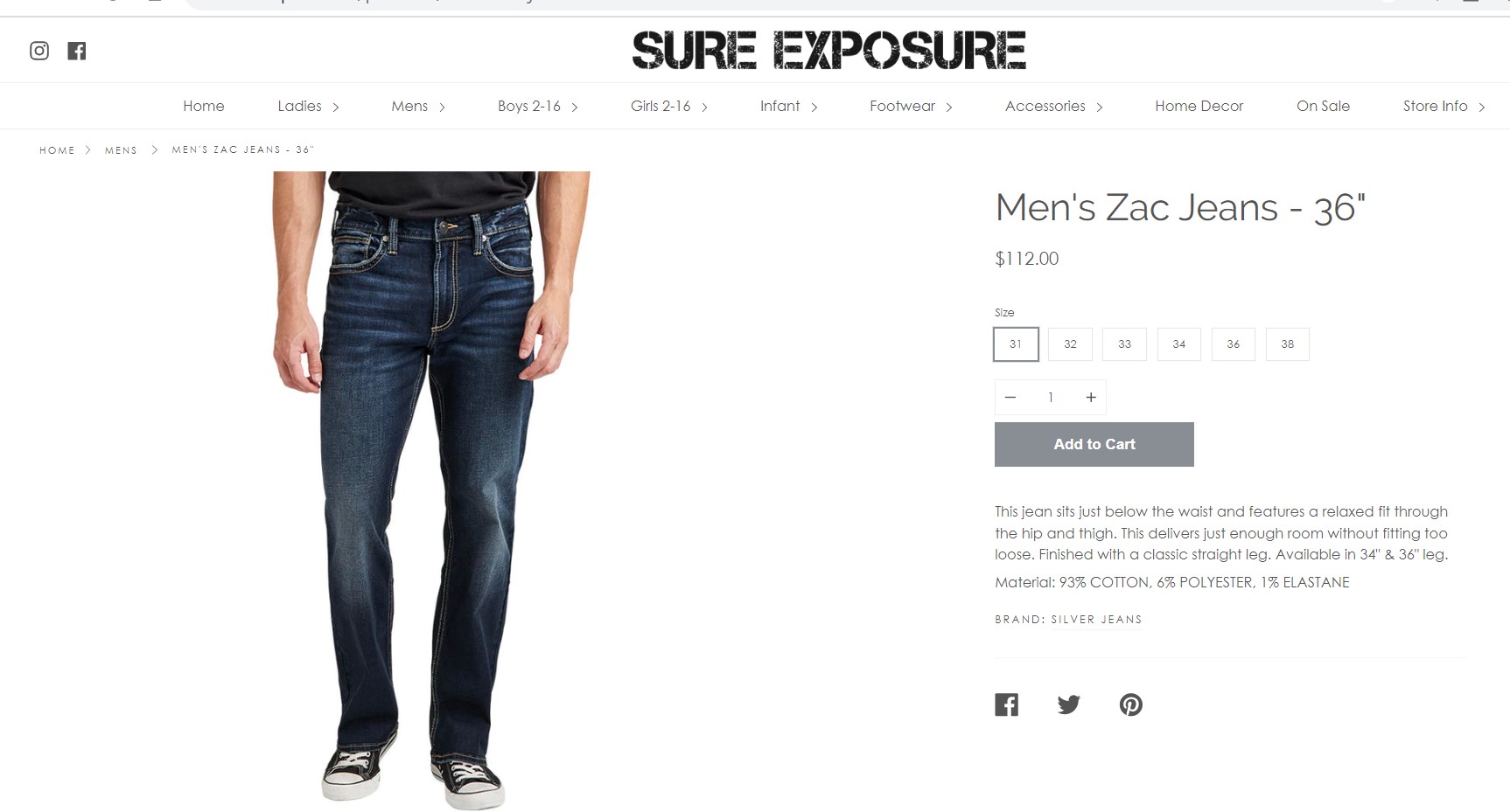 Quần Sil/er Je#ns Men's Zac Jeans. Thương hiệu jeans chất lượng, chuyên về các sản phẩm denim. Chất jeans dày dặn, mềm mại, co giãn thoải mái. Form straight thoải mái