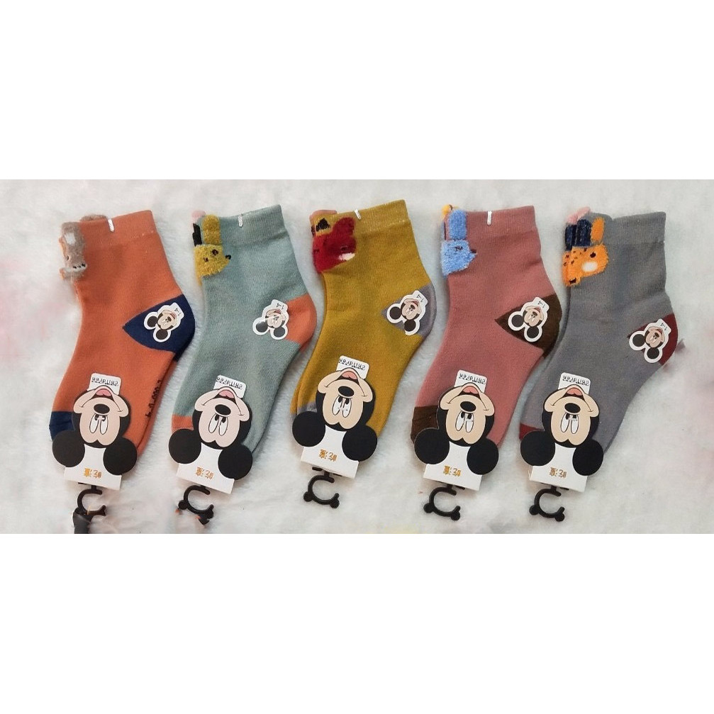 Set 5 Đôi Tất Cao Cổ Cho Bé - Cổ In Hình Thú Dễ Thương - Size S