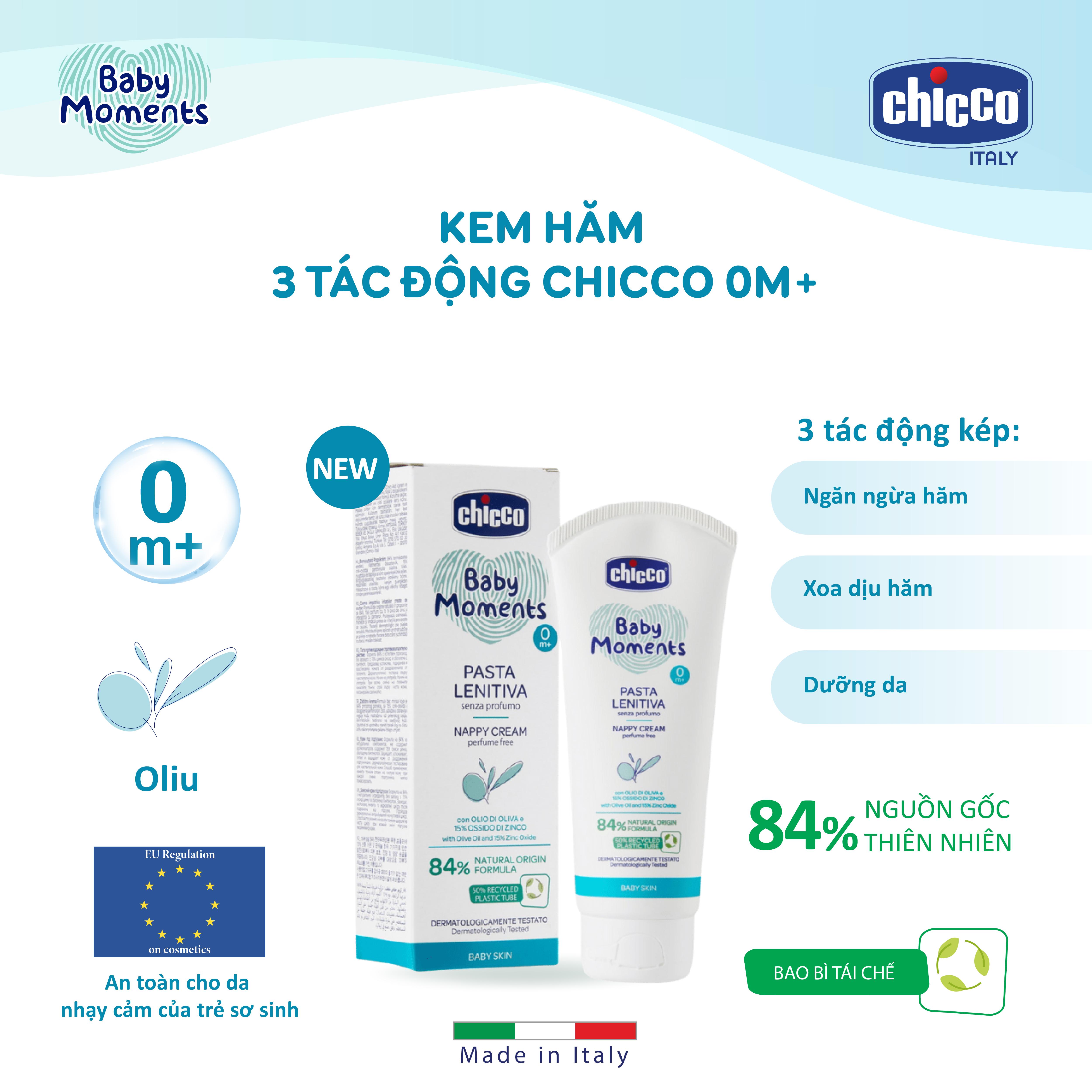 Kem hăm ba tác động Chicco 0M+ 100ml