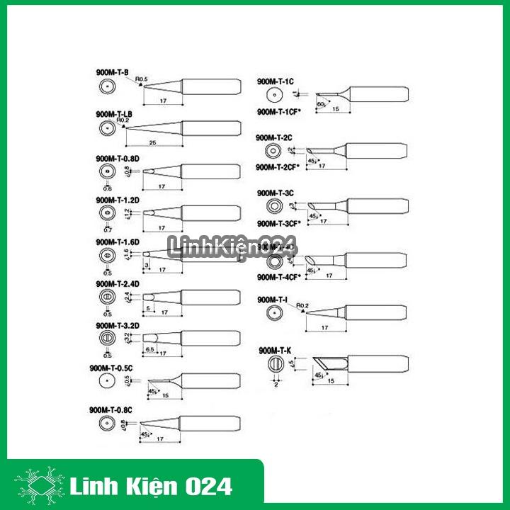 Combo 3 mũi hàn 900M đủ loại tùy chọn mẫu mạ vàng, cơ bản, đồng dành cho các loại trạm hàn hakko tay hàn tq936