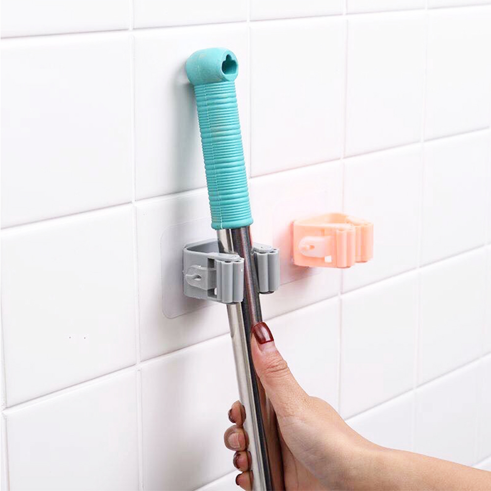 Kẹp Dính Tường Treo Chổi - Cây Lau Nhà Hiện Đại, Luôn Gọn Gàng, Sử Dụng, Kẹp Có Miếng Dán Siêu Chắc, Sử Dụng Miếng Dán 3M. TakyHome 4028