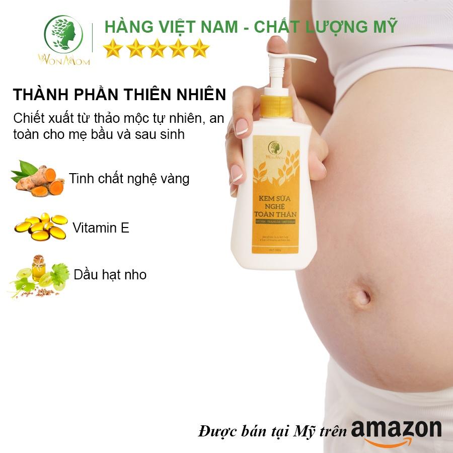 Kem Sữa Nghệ Dưỡng Trắng Hồng Tự Nhiên, Mịn Màng Da Toàn Thân Wonmom 180g