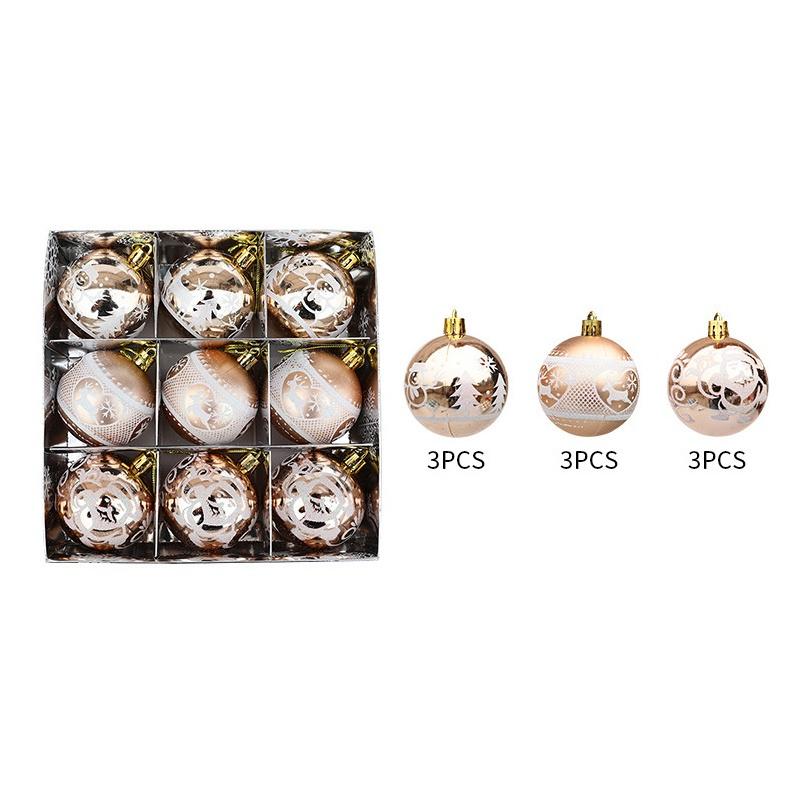 Set 9 quả châu 6cm trang trí cây thông giáng sinh năm mới