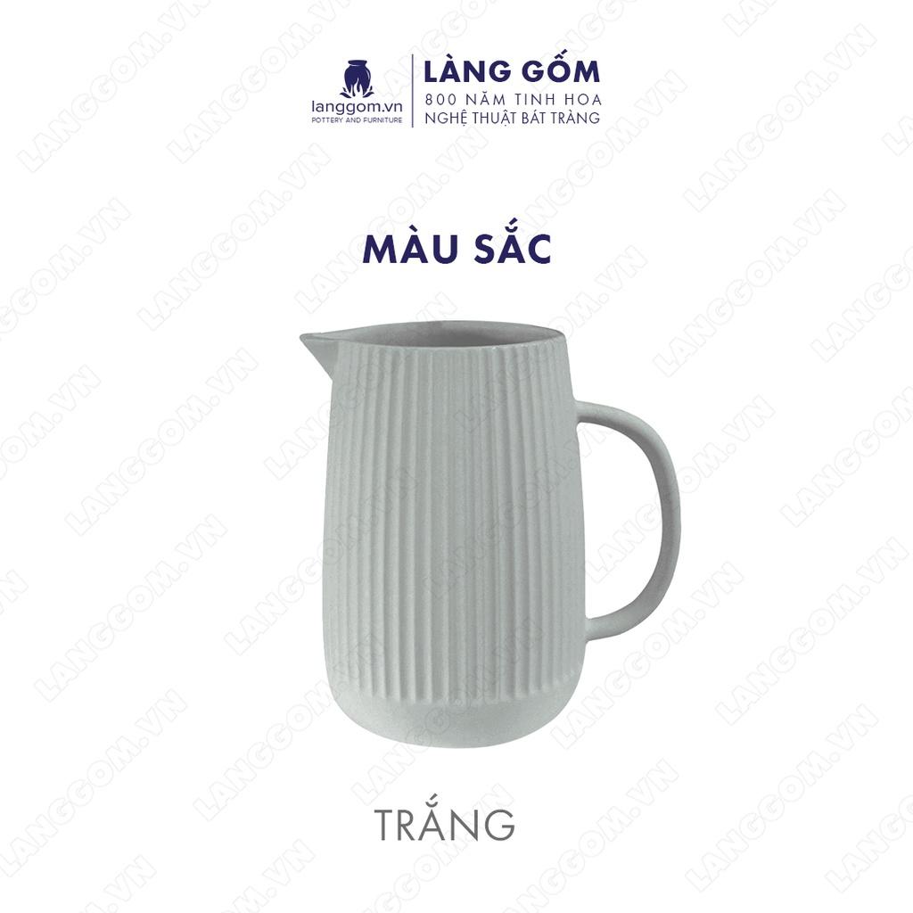 Bình hoa, lọ hoa Gốm sứ Bát Tràng cao cấp Men mát dáng bình sữa gân làm quà tặng, trang trí - Làng Gốm Bát Tràng