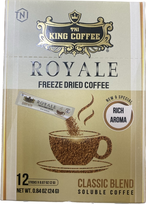 KING COFFEE ROYALE CLASSIC BLEND cà phê sấy lạnh tiên tiến nhất Hộp 12 gói 24g ( 2g/1stick) - Giữ trọn hương vị nguyên bản