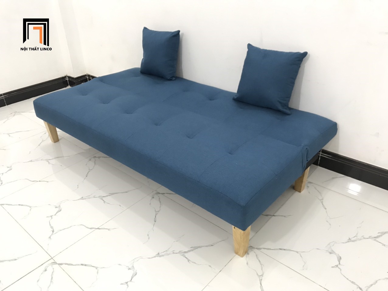 Bộ ghế sofa giường nằm xanh dương nhiều kích cỡ