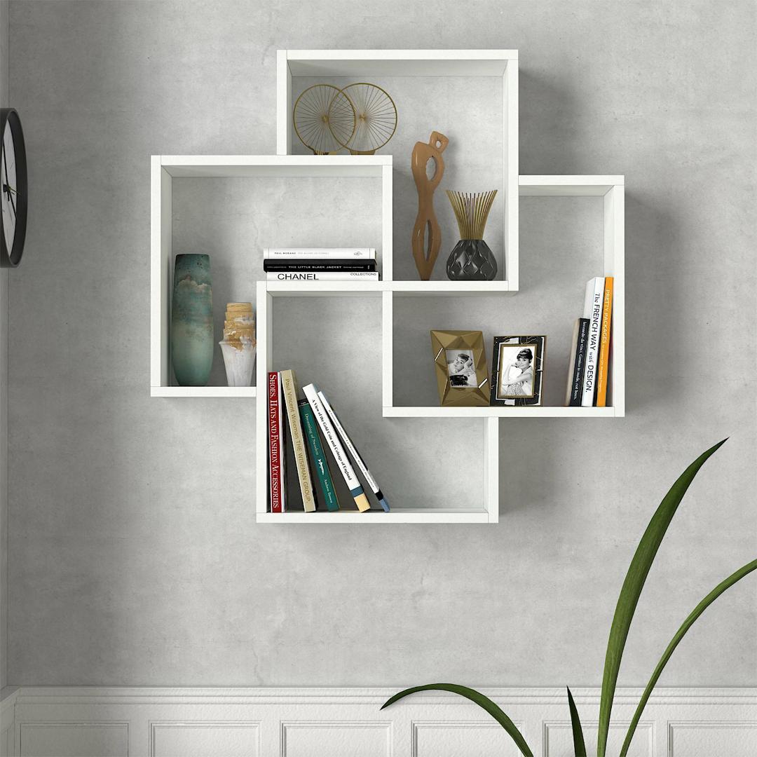 Kệ gỗ treo tường trang trí hiện đại SMLIFE Worthington | Gỗ MDF dày 17mm chống ẩm | D88.5xR20xC88.5cm