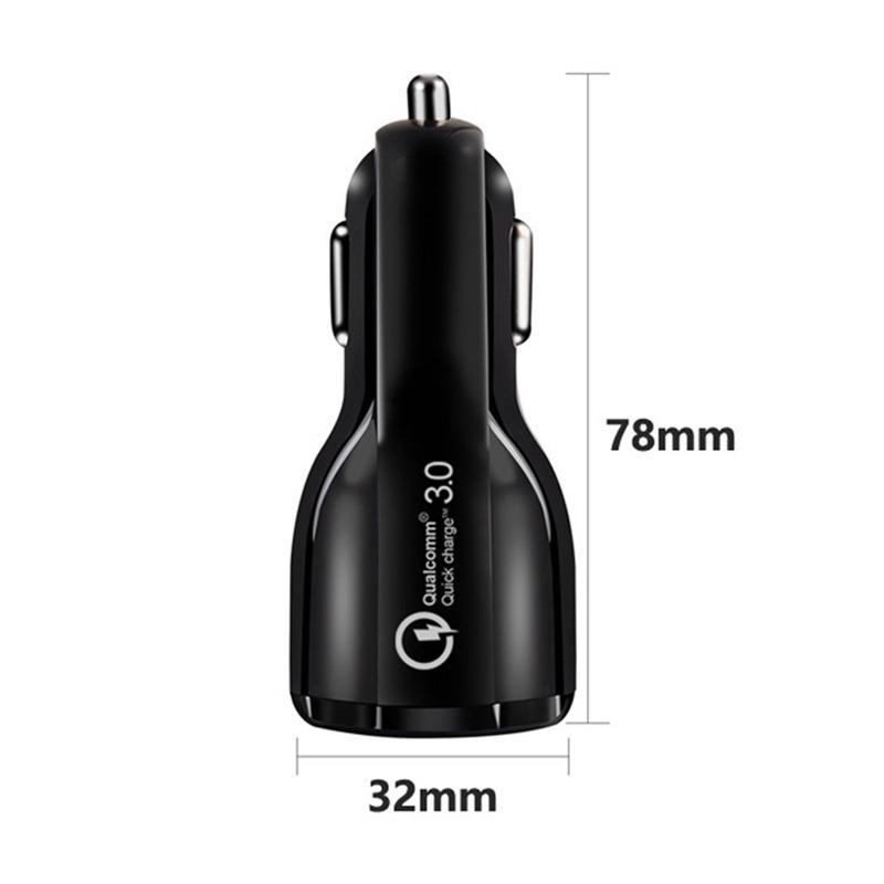 Tẩu sạc nhanh QC 3.0 hai cổng USB dùng trên xe hơi dành cho điện thoại Micro USB Type C iPhone