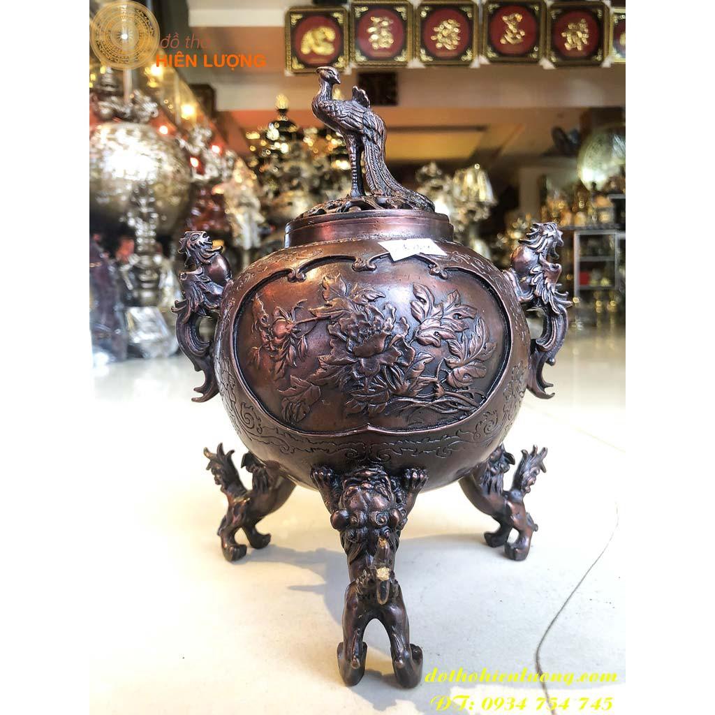 Quả Cầu Đốt Trầm Tam Nghê Màu Nâu