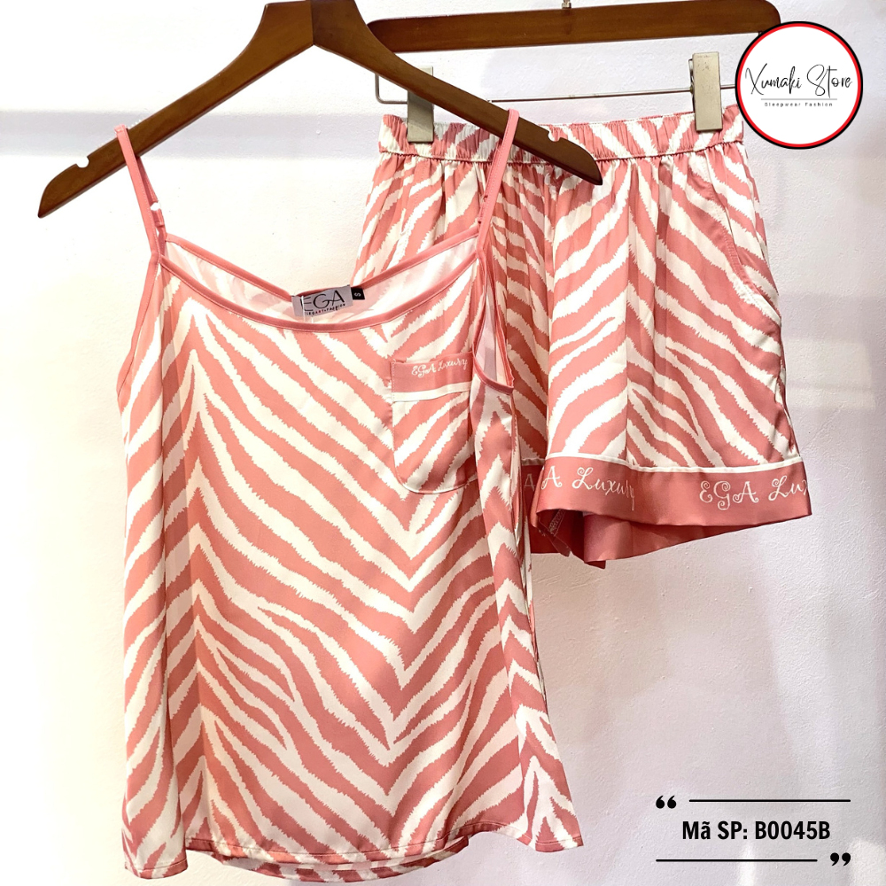 Bộ 2 dây nữ họa tiết nổi bật màu hồng cam chất lụa cao cấp Xumaki Store BO045B
