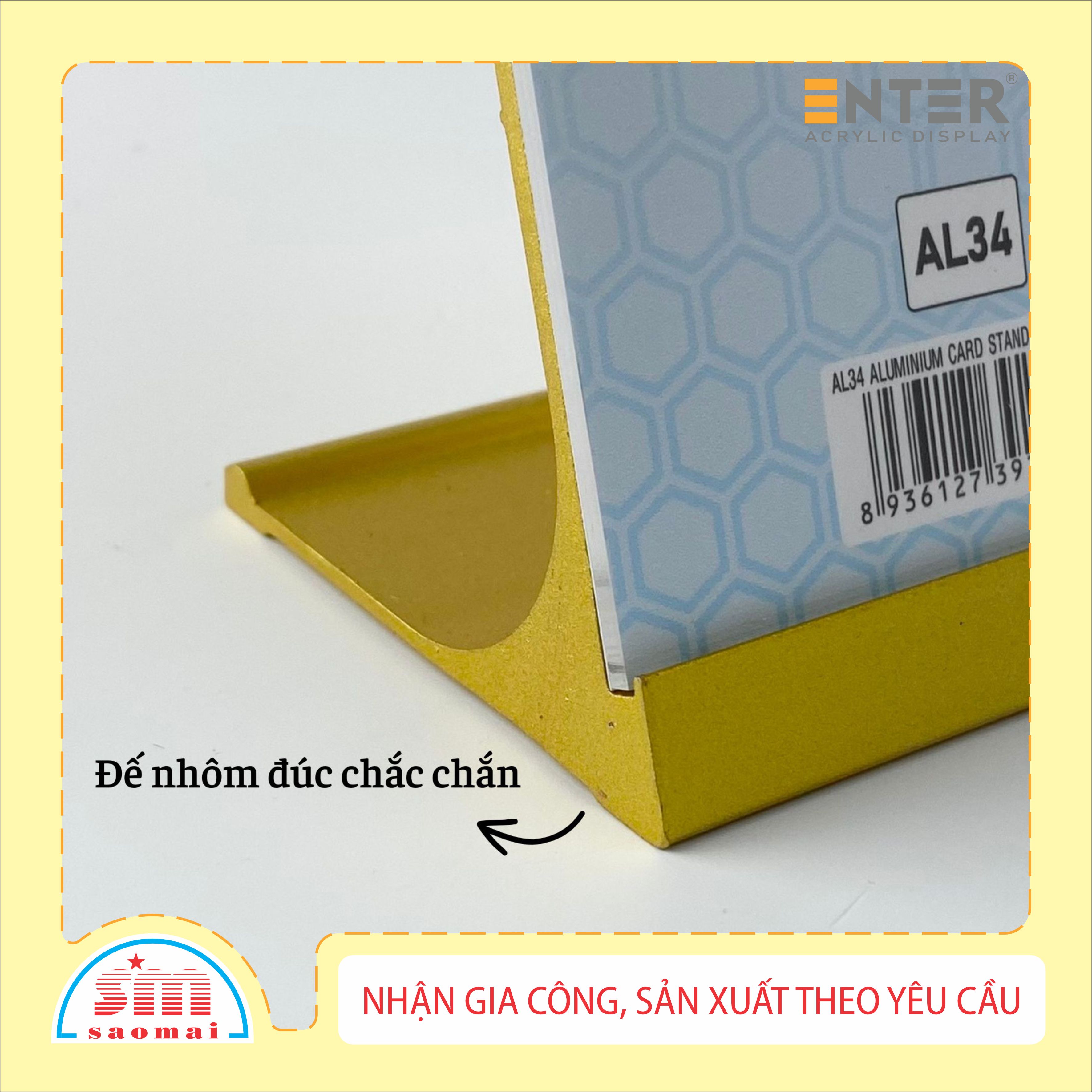 Bảng thông tin để bàn nhôm Enter AL34 55x100mm, Khung thông tin sản phẩm, Khung bảng giá, Kệ trưng bày để bàn