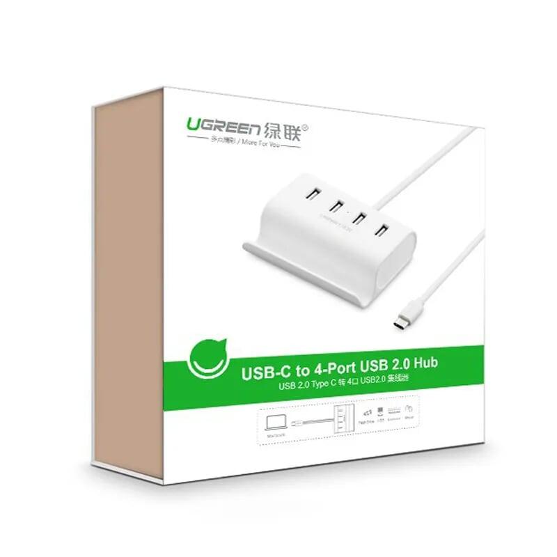 Ugreen UG3028830288TK Màu Trắng Bộ chuyển đổi TYPE C sang 4 USB 3.0 hỗ trợ nguồn MICRO USB + vỏ bọc nhựa ABS - HÀNG CHÍNH HÃNG