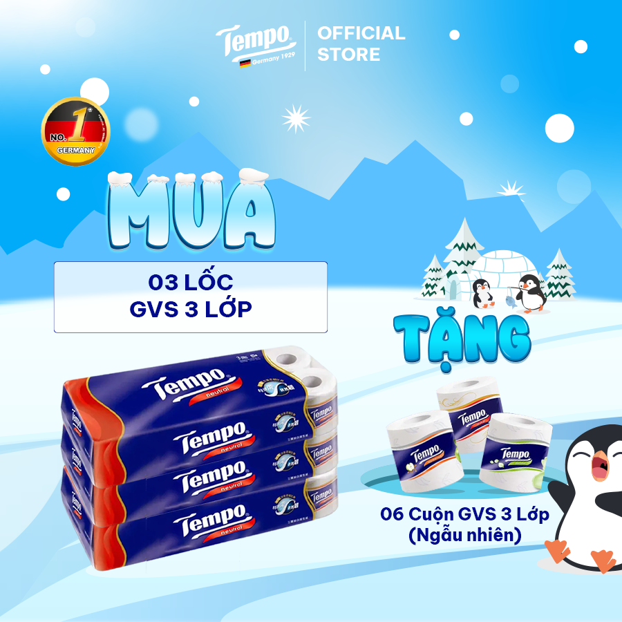 [MUA 3 LỐC TẶNG 2 CUỘN GVS 4 LỚP + 1 BĂNG ĐÔ THỎ + 1 CHAI NIVEA] Giấy Vệ Sinh Toipa 3 Lớp Bền Dai - Thương Hiệu Đức