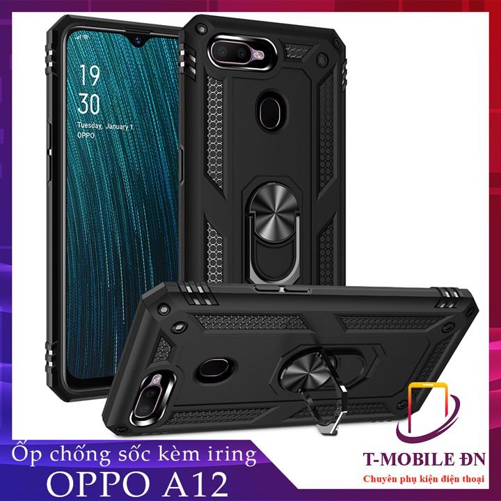 Ốp lưng cho Oppo A12 chống sốc 2 lớp kèm nhẫn iring làm giá đỡ