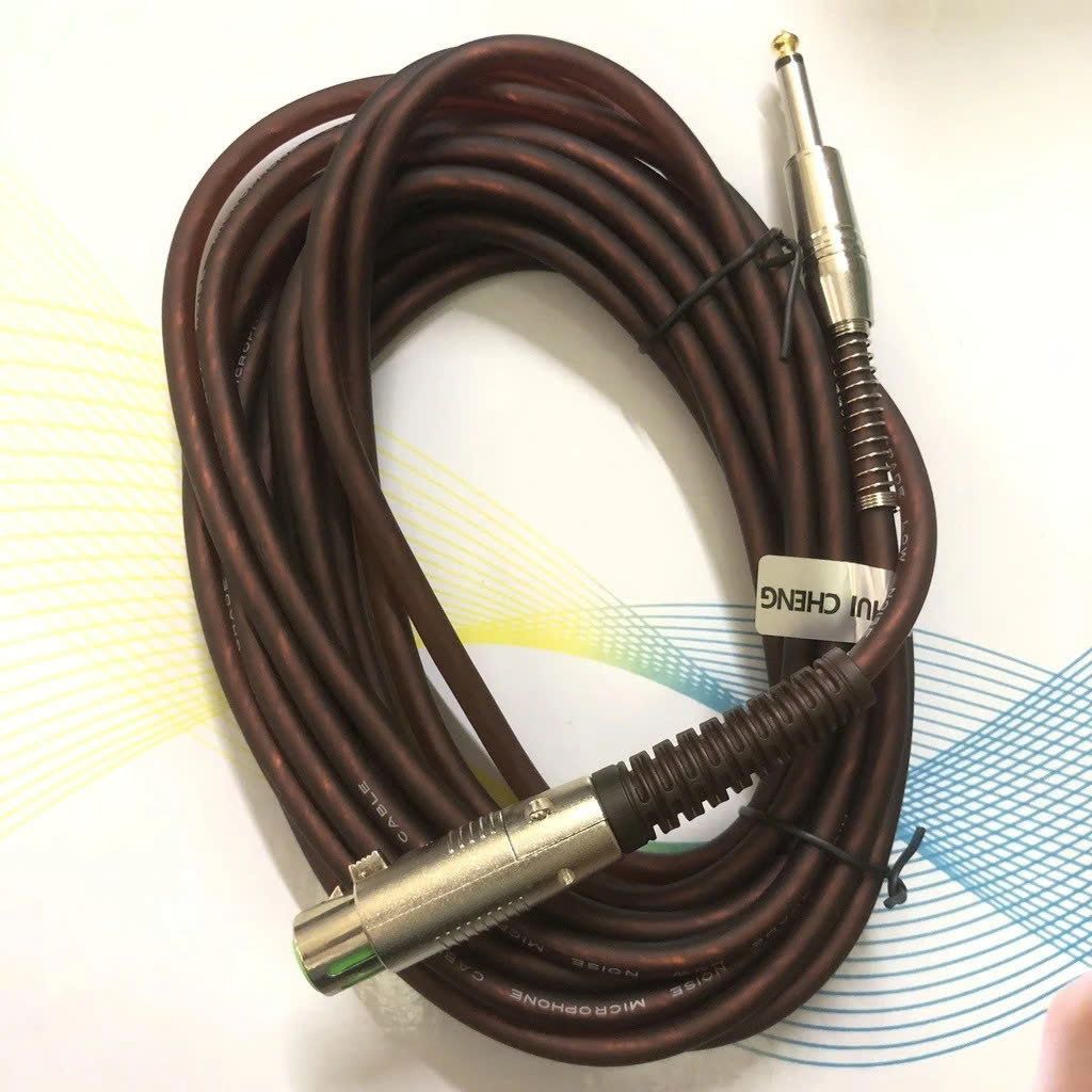 Cáp âm thanh 5M Màu Nâu sang XLR 1 đầu canon cái và 1 đầu 6ly dùng cho micro Karaoke có dây kết nối amply, sound card, mixer, hoặc mixer bàn - Hàng chính hãng