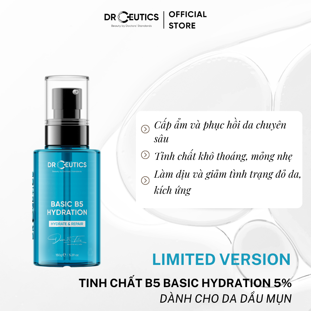 DRCEUTICS Tinh Chất B5 Basic Hydration 5% DrCeutics Cho Da Dầu Mụn - LIMITED VERSION