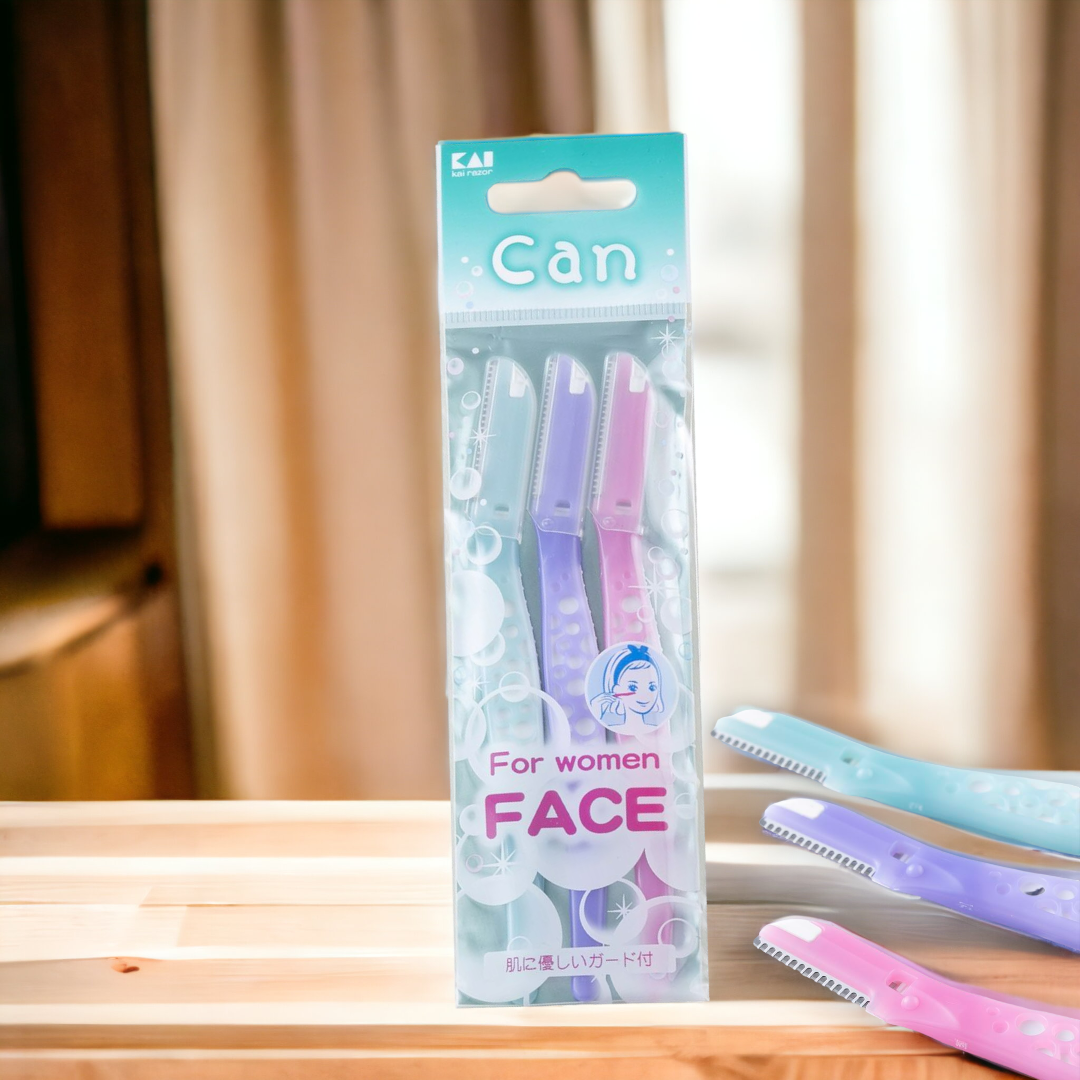 Dao Cạo Lông Mặt Cán Dài Kai Razor Can Face 017811Q Dành Cho Nữ (Set 3 Cây)