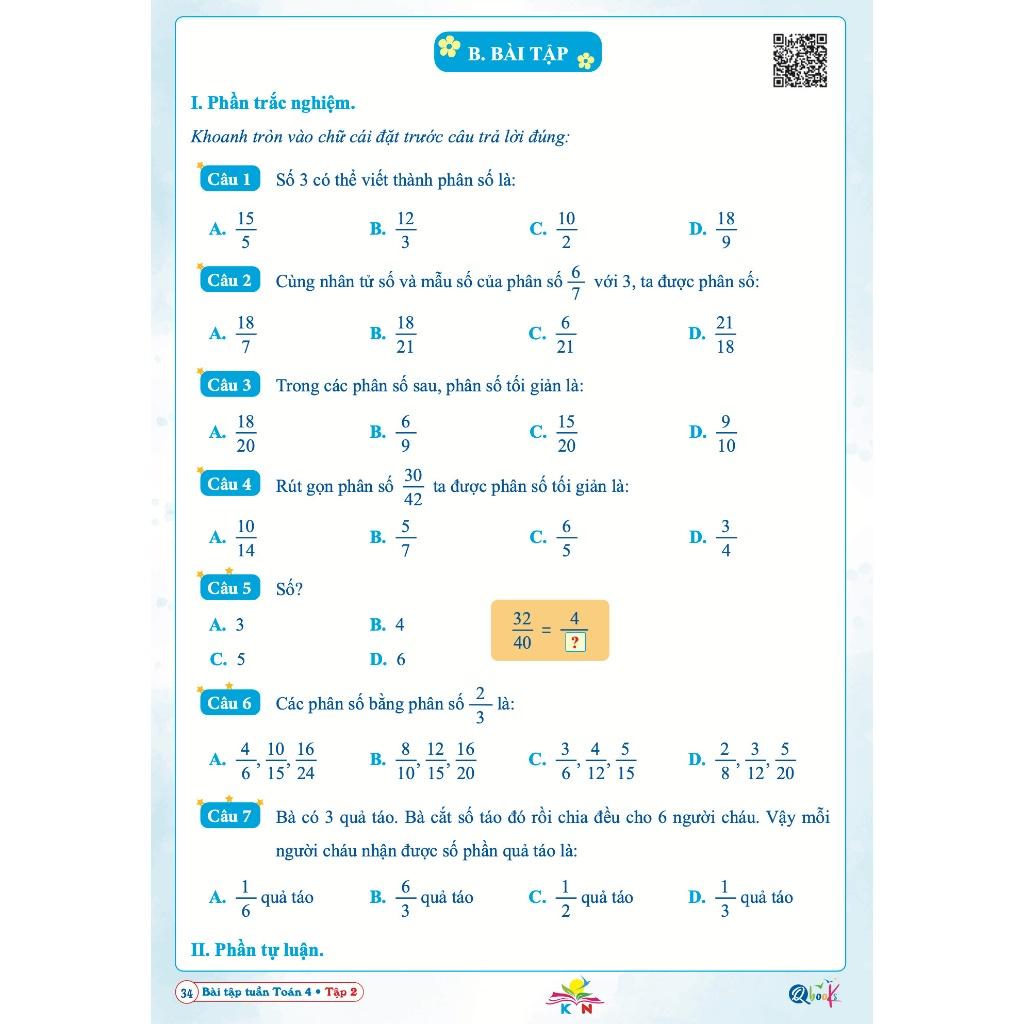 Bài Tập Tuần Toán 4 - Tập 2 - Kết Nối Tri Thức Với Cuộc Sống - Bản Quyền