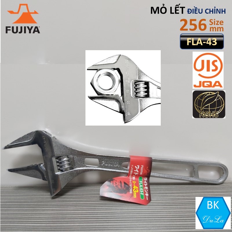 Mỏ lết điều chỉnh 10"/256mm Fujiya FLA-43 GENUINE SX tại Nhật Bản- Made in Japan
