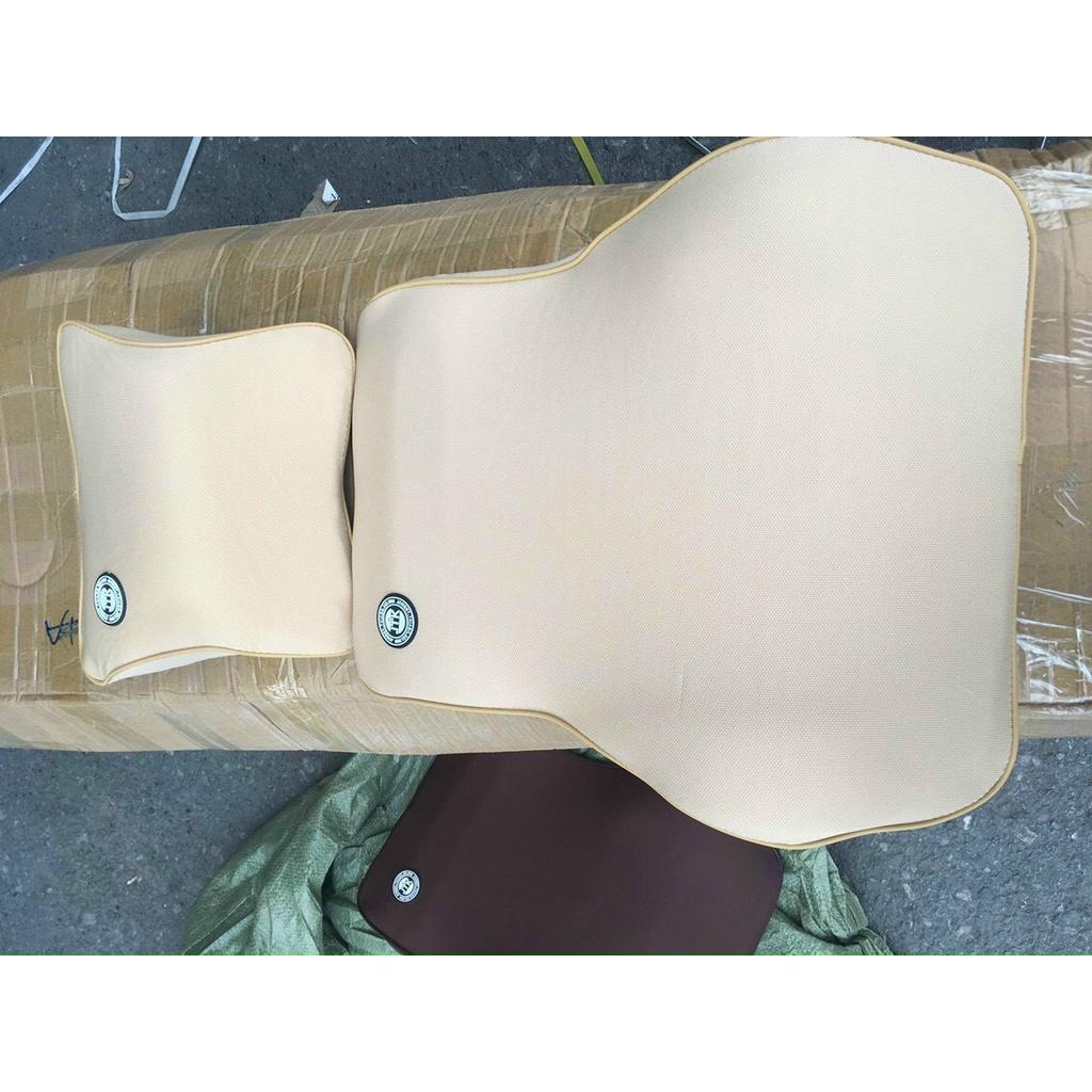 Gối Tựa Đầu, Gối Tựa Lưng Cao Su Non Cao Cấp Dùng Cho Xe Ô Tô gối công thái học, đảm bảo thoáng khí khi lái xe đường xa - Màu đen viền trắng