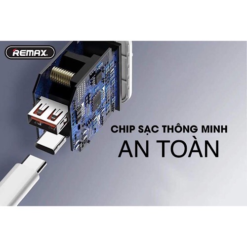 Củ sạc 2 cổng Type-C và USB cho iPhone / iPad hiệu Remax sạc nhanh chuẩn PD QC 3.0 (2 trong 1) - Hàng nhập khẩu