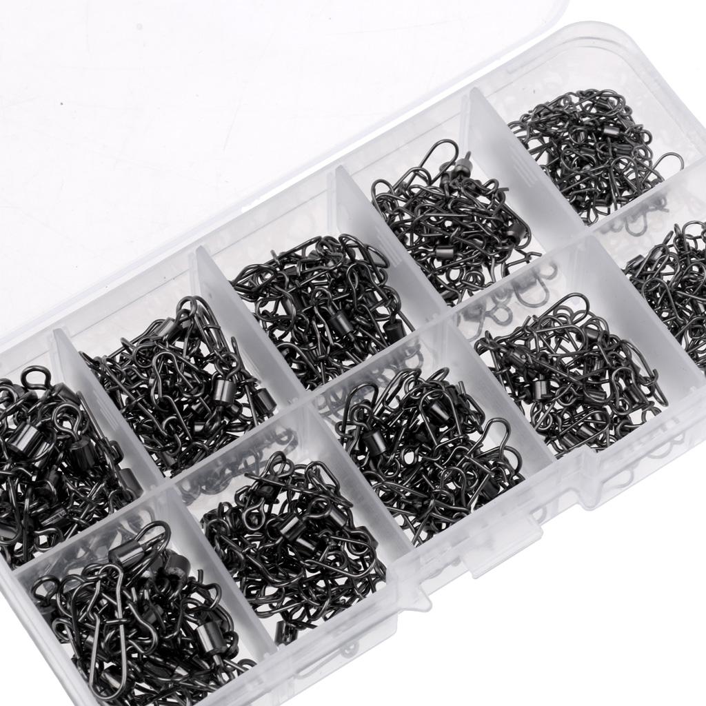 210Pcs Rolling Swivels Ring Fastlocks Fishing Pin Snap Connector Accessories