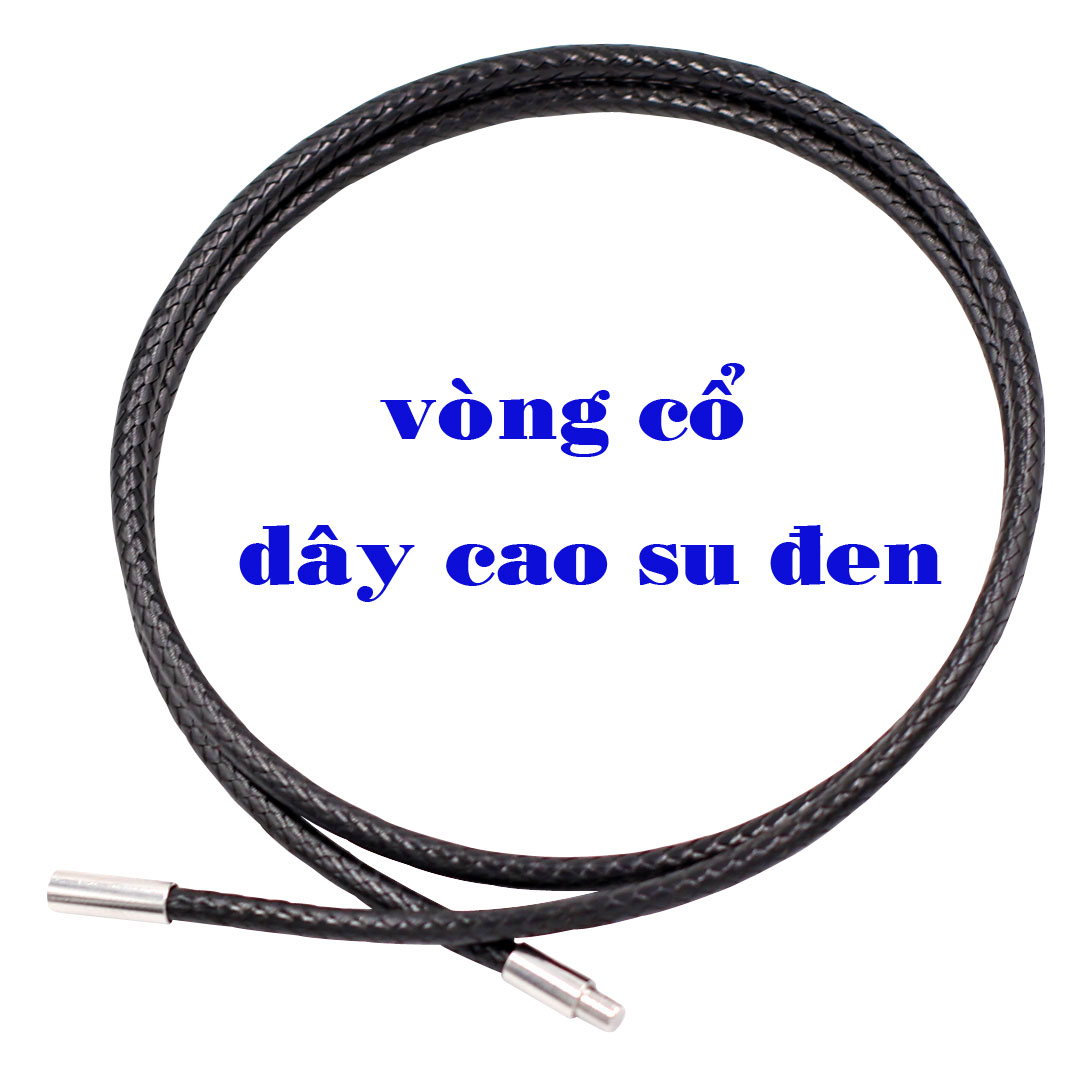 Mặt dây chuyền Phật A di đà mã não trắng 3.6 cm kèm vòng cổ dây cao su đen + móc inox trắng, Phật bản mệnh, mặt dây chuyền phong thủy