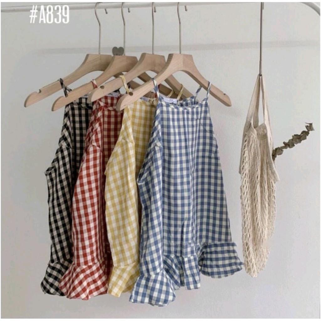 ÁO YẾM KẺ CARO NỮ CHẤT THÔ 3 MÀU