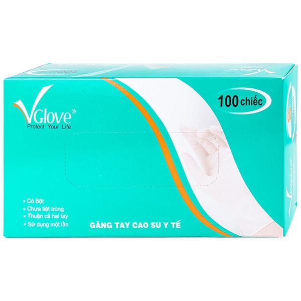 Găng Tay VGLOVE Y Tế Kháng Khuẩn Có Bột Size S 24cm (100 cái)