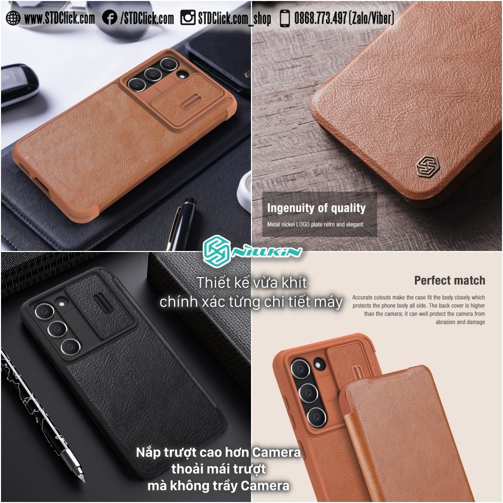 BAO DA DÀNH CHO ĐIỆN THOẠI SAMSUNG GALAXY S23 PLUS 5G NILLKIN QIN PRO BẢO VỆ CAMERA
