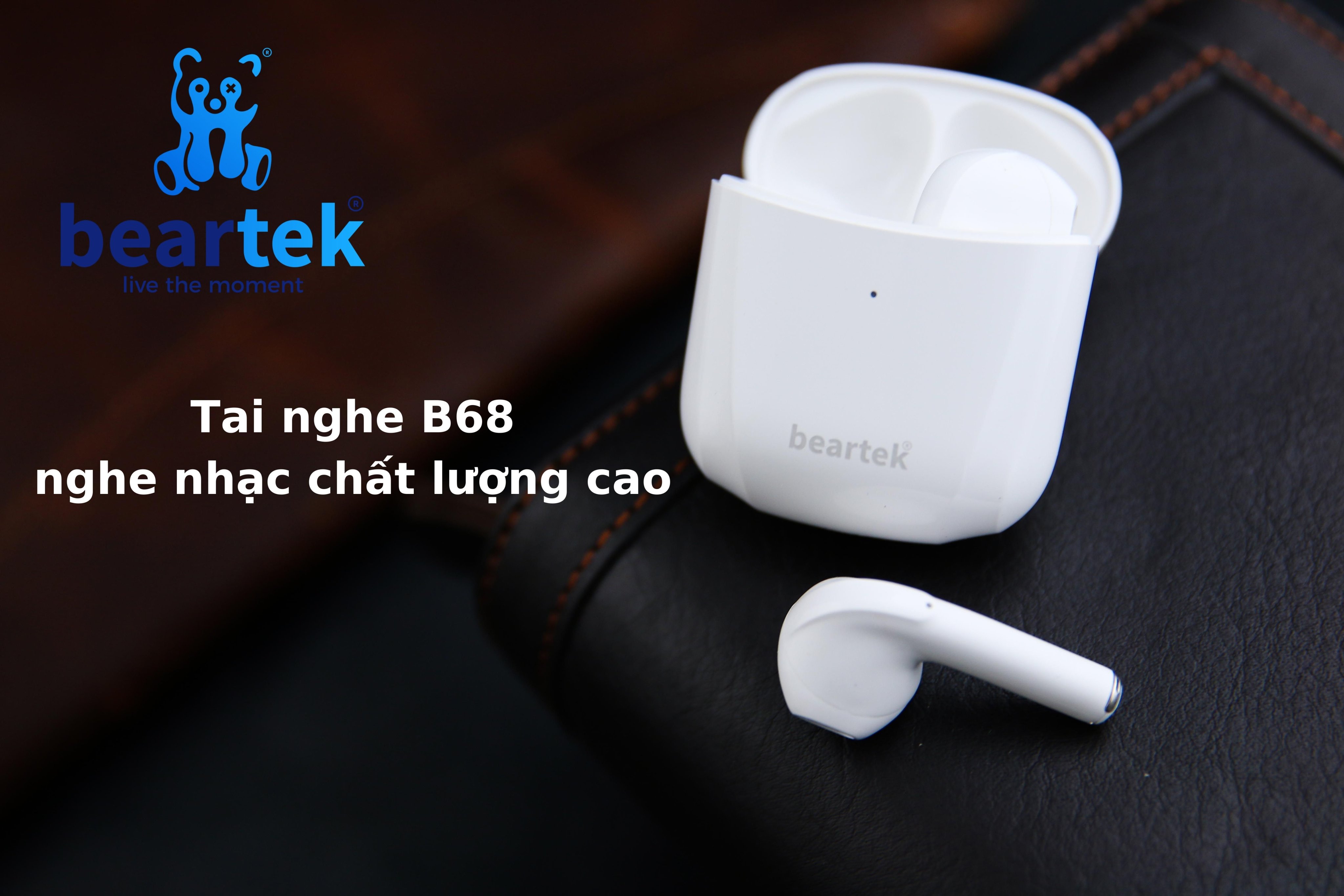 Tai nghe bluetooth không dây Beartek Bearpods B68 – Chạm cảm ứng – Âm thanh chất lượng cao – Hàng chính hãng