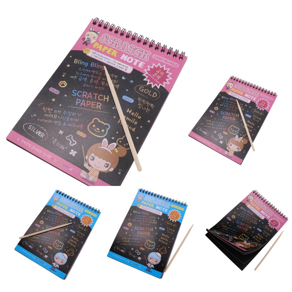 Colourful Rainbow DIY Art Scratch Drawing Notepad Sketchbook Kid's Gift Blue