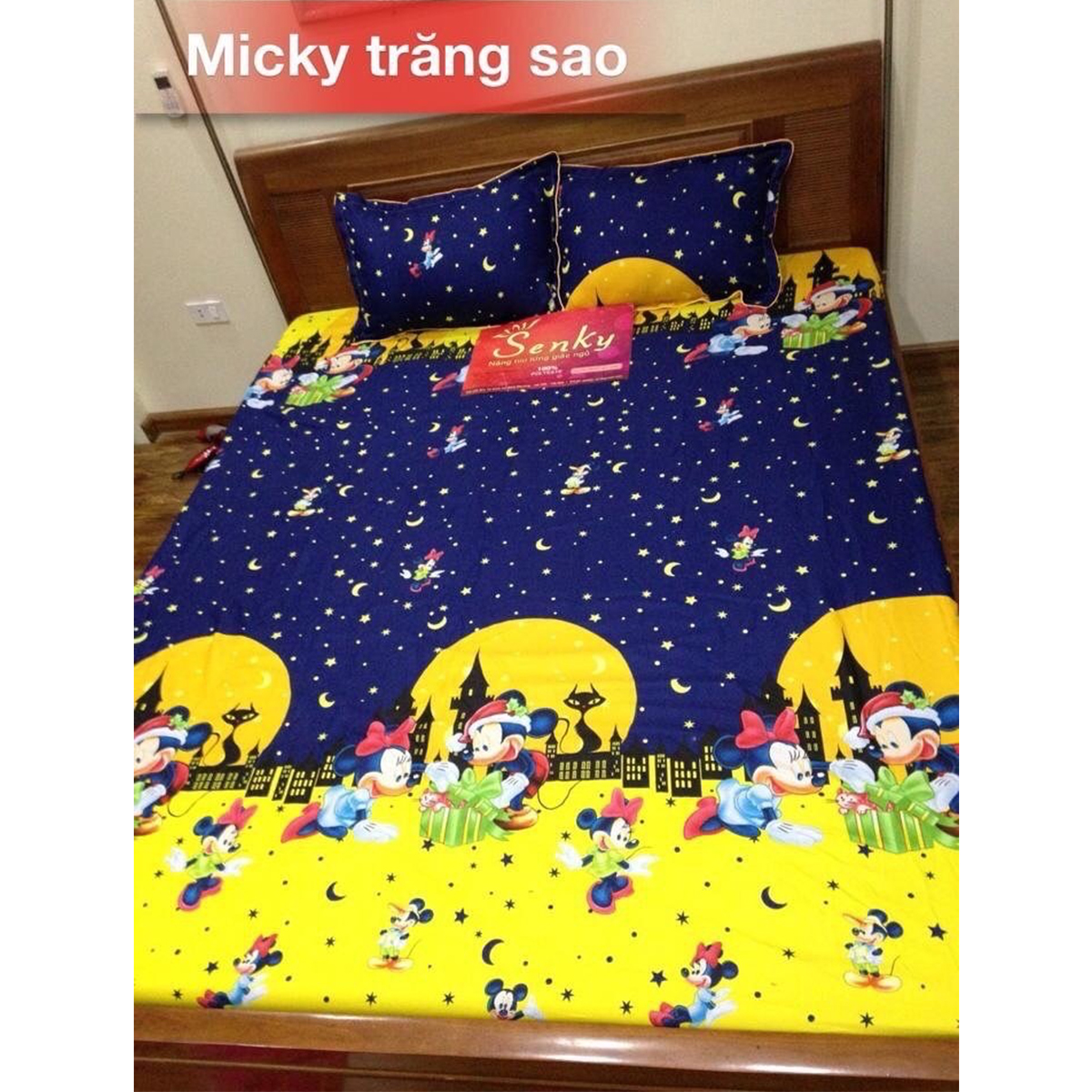 Bộ 4 Món Ga Gối Cotton Poly Phong Cách Hàn Quốc mẫu Chuột Sao
