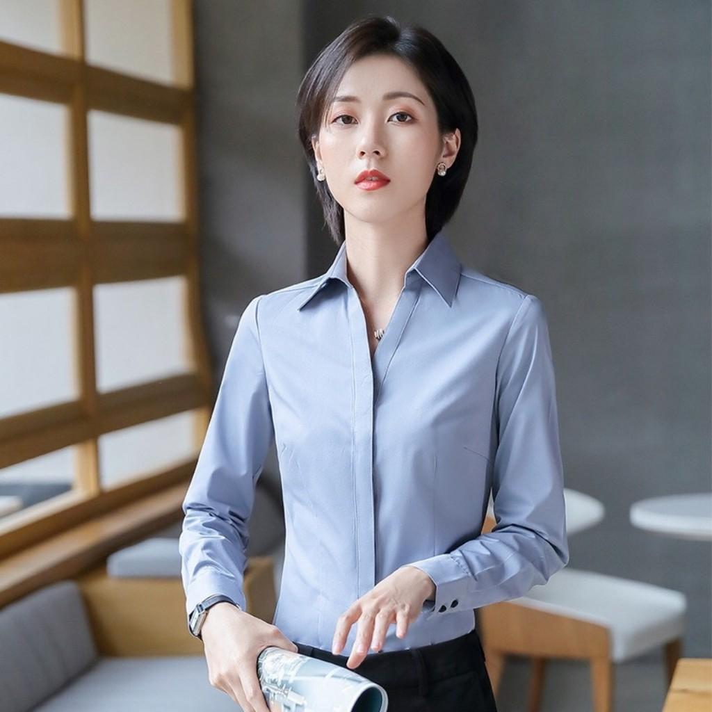 Áo sơ mi nữ trơn dài tay công sở Mã A965 TOP FASHIION SHOP chất áo sơ mi thoáng mát