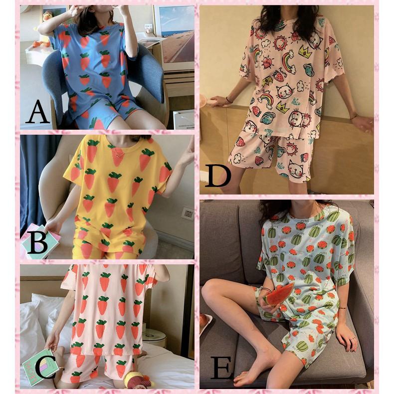 Bộ Đồ Ngủ Áo Tay Ngắn + Quần Short Xinh Xắn Cho Nữ