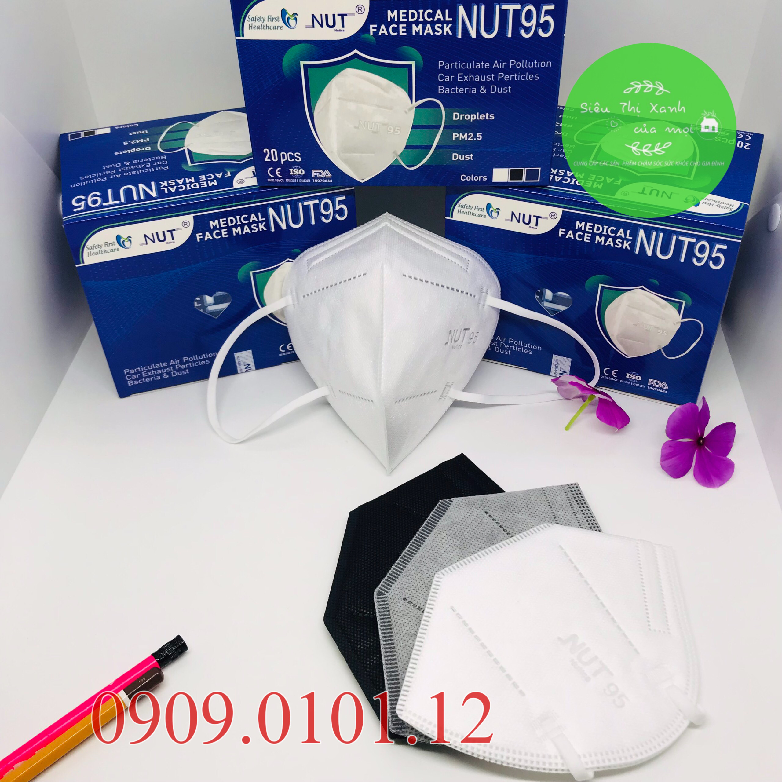 Khẩu trang n95 Nut chính hãng, kn95 5 lớp kháng khuẩn cao cấp hộp 20 cái